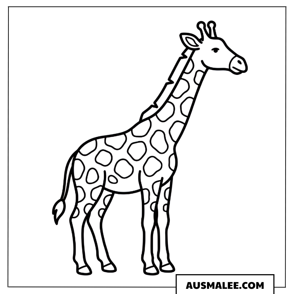 Ausmalbild Giraffe seitlich