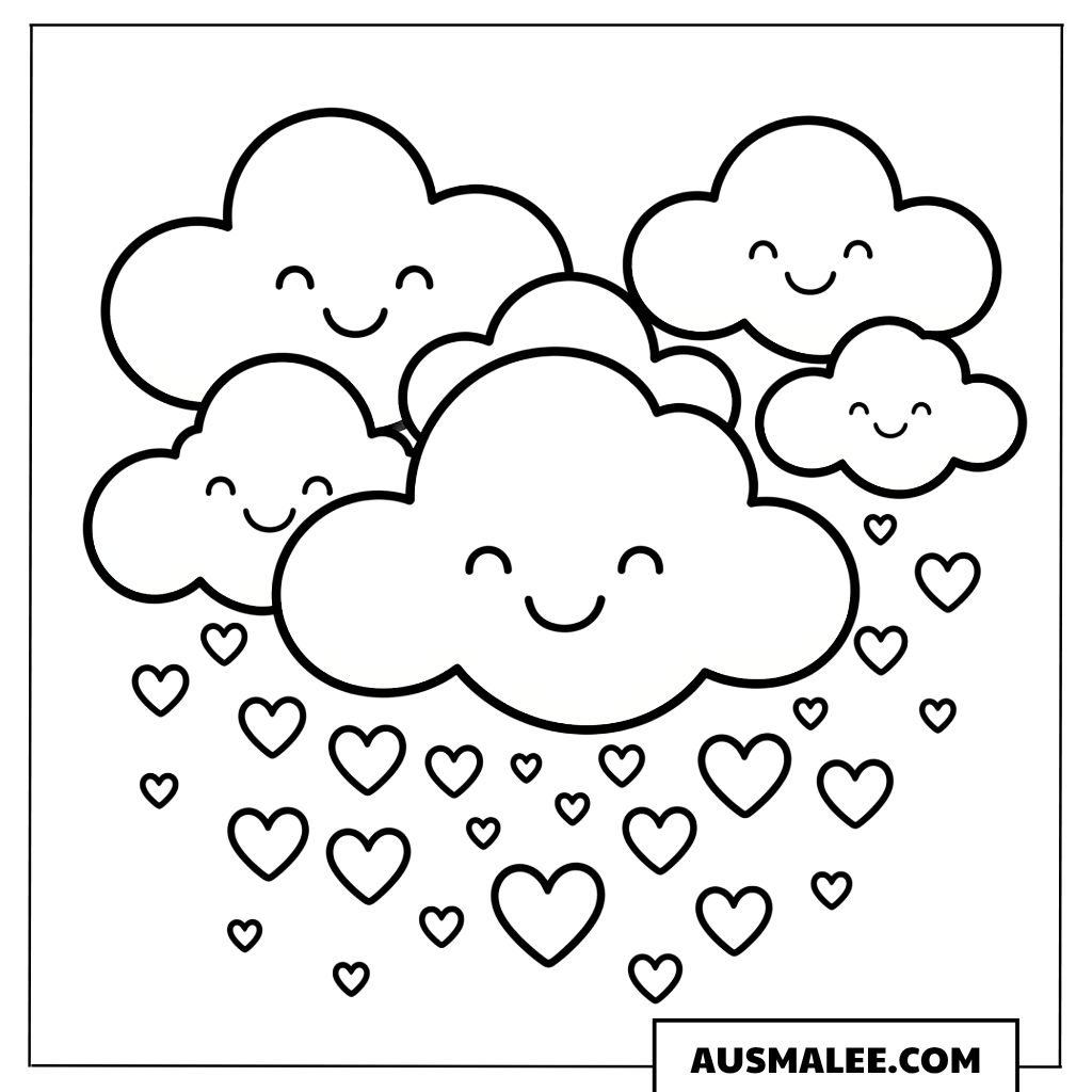 Ausmalbild Glückliche Wolken