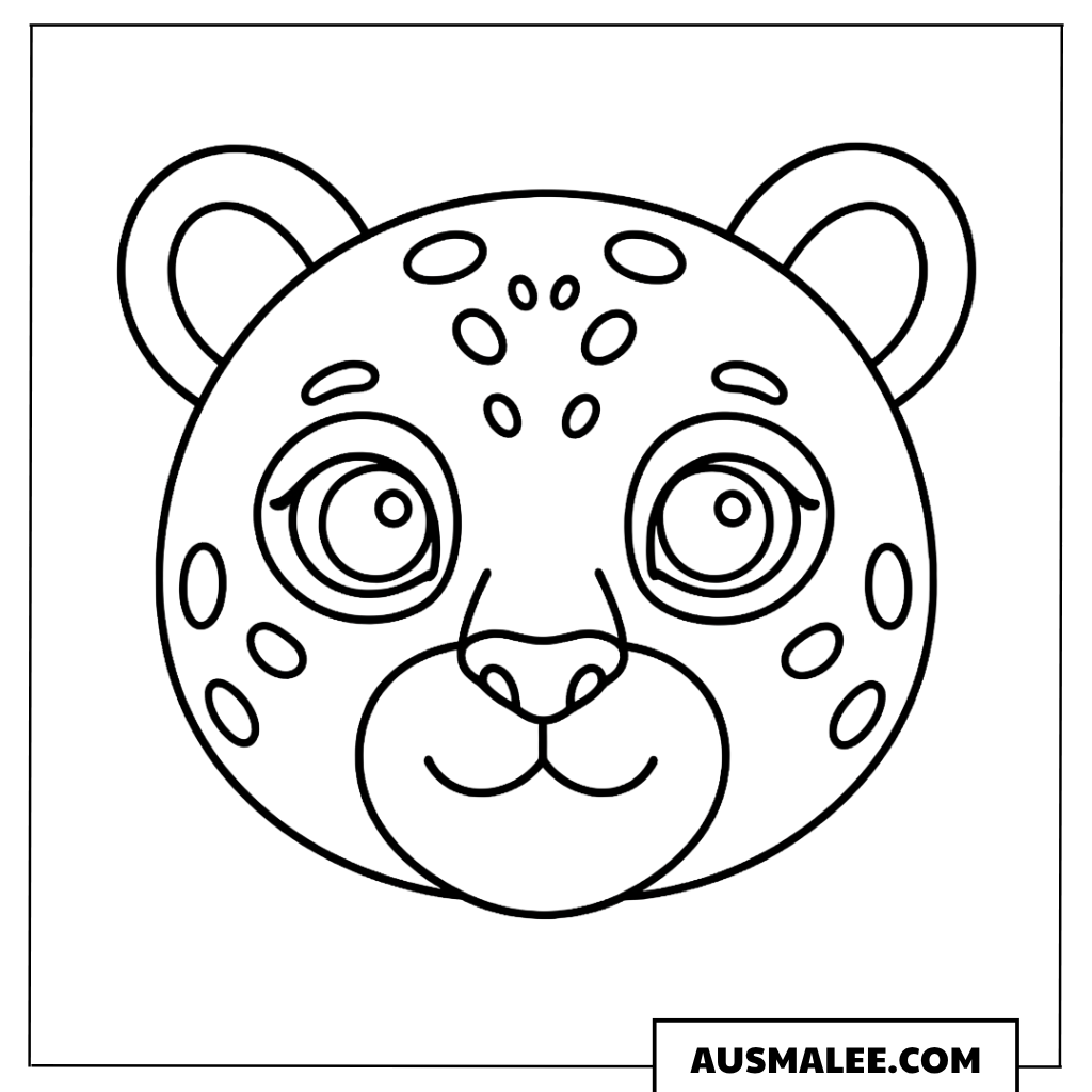 Ausmalbild Großes Leopard-Gesicht