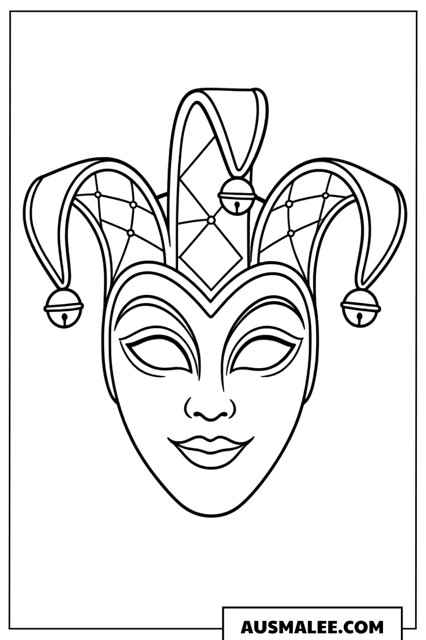 Ausmalbild Harlekin-Maske