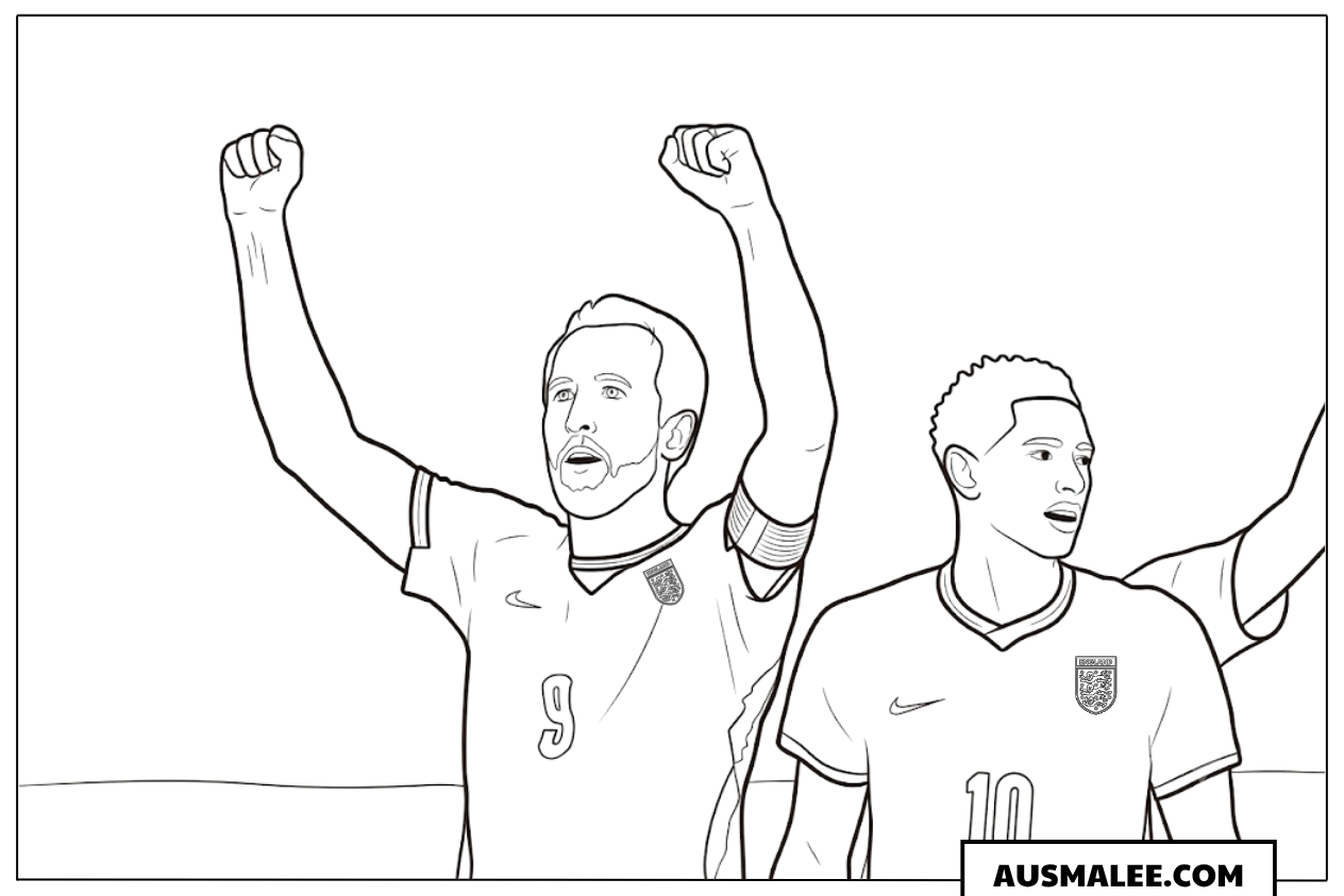 Ausmalbild Harry Kane jubelt mit erhobener Faust