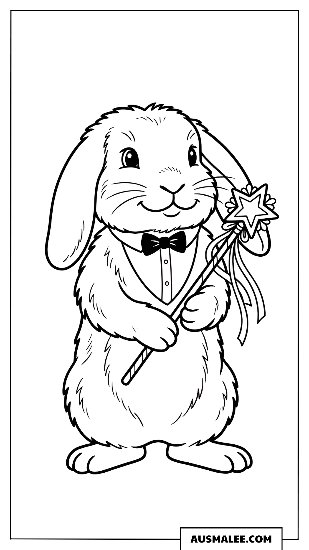 Ausmalbild Hase als Zauberer