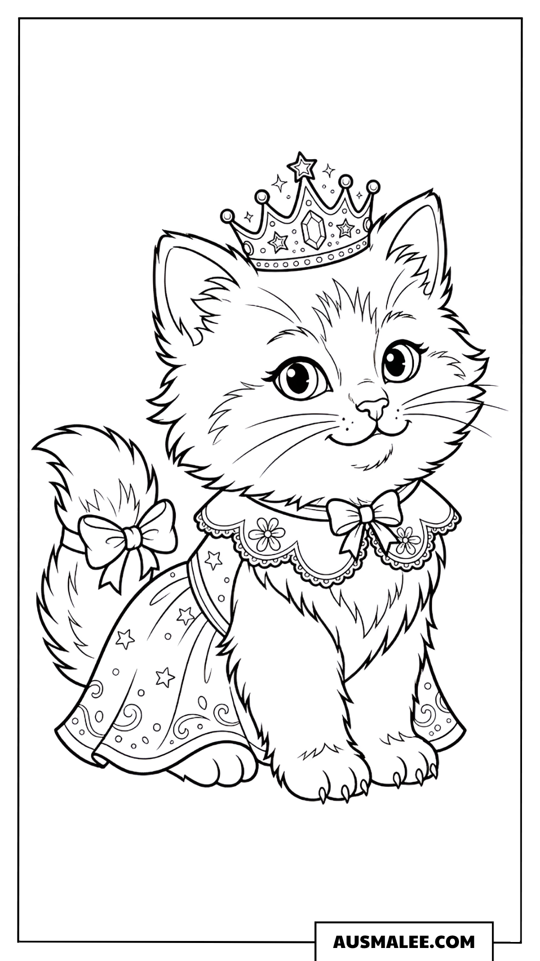Ausmalbild Katze als Prinzessin