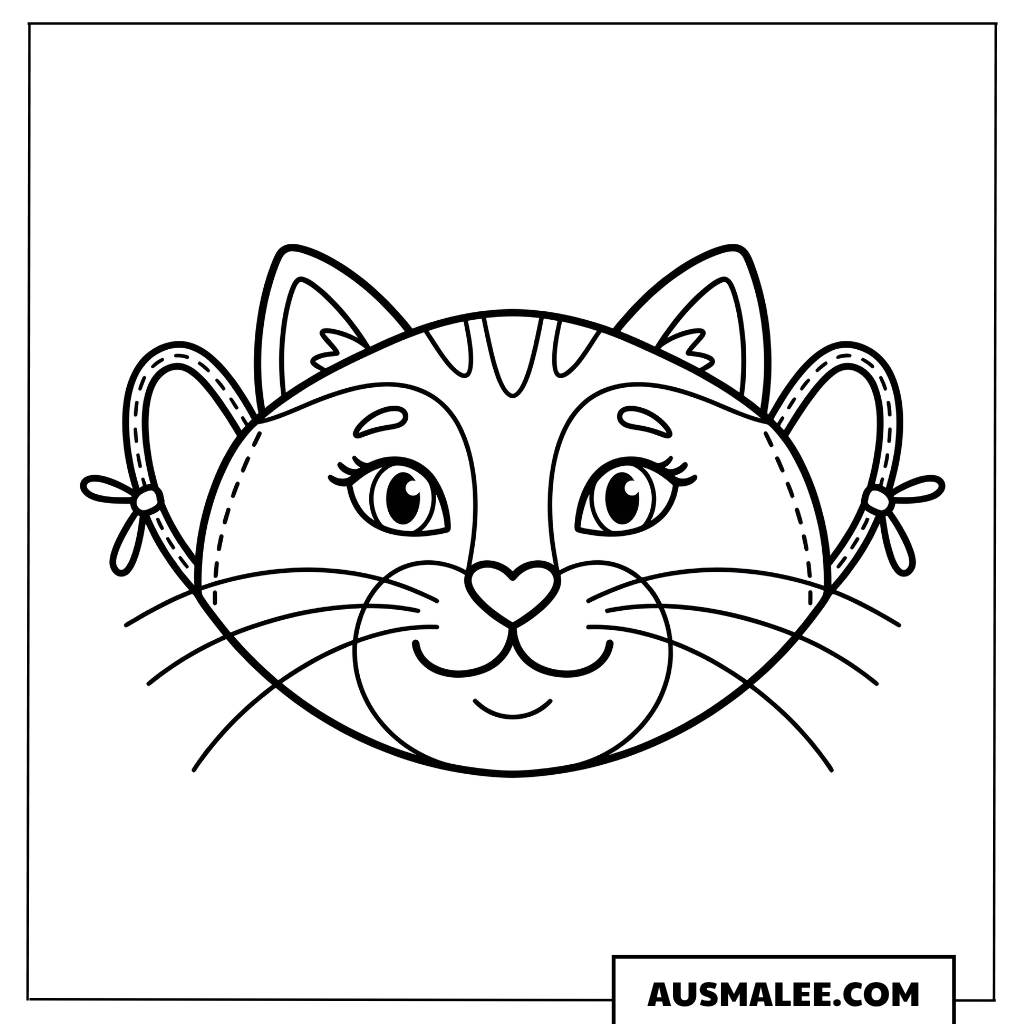 Ausmalbild Katzenmaske