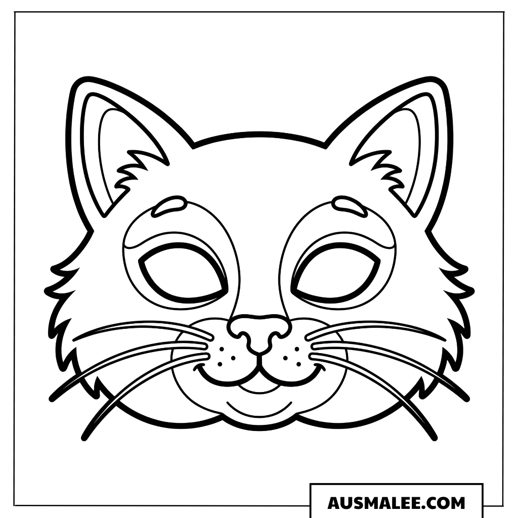 Ausmalbild Katzenmaske