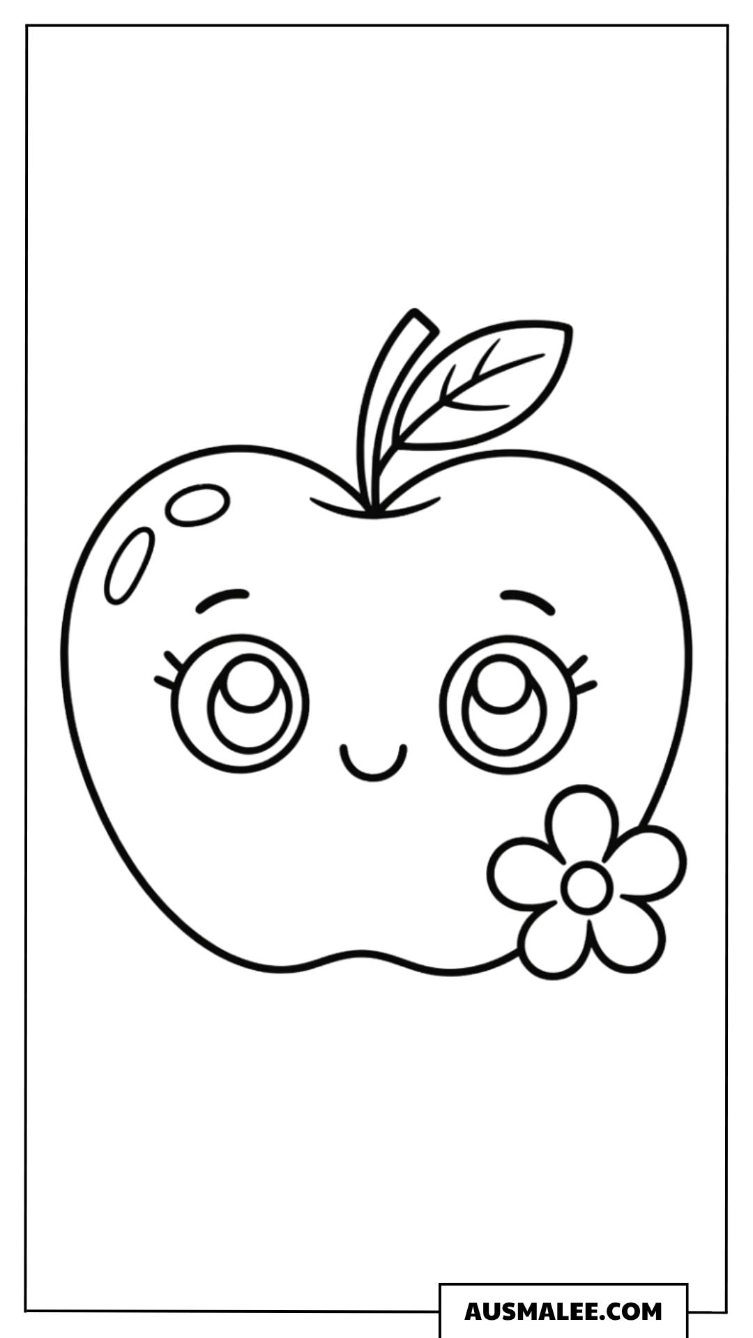 Ausmalbild Kawaii-Apfel