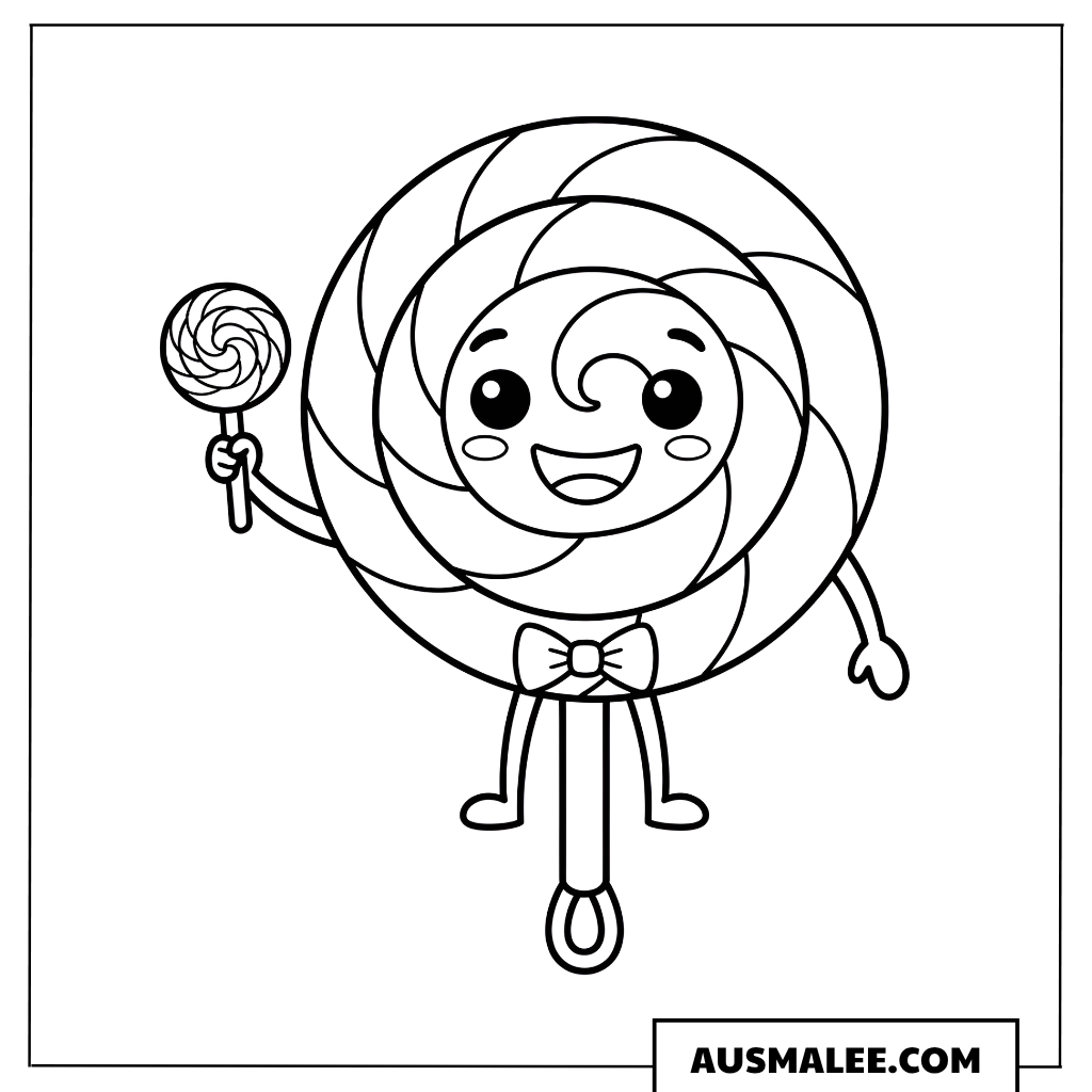 Ausmalbild Kawaii Lutscher