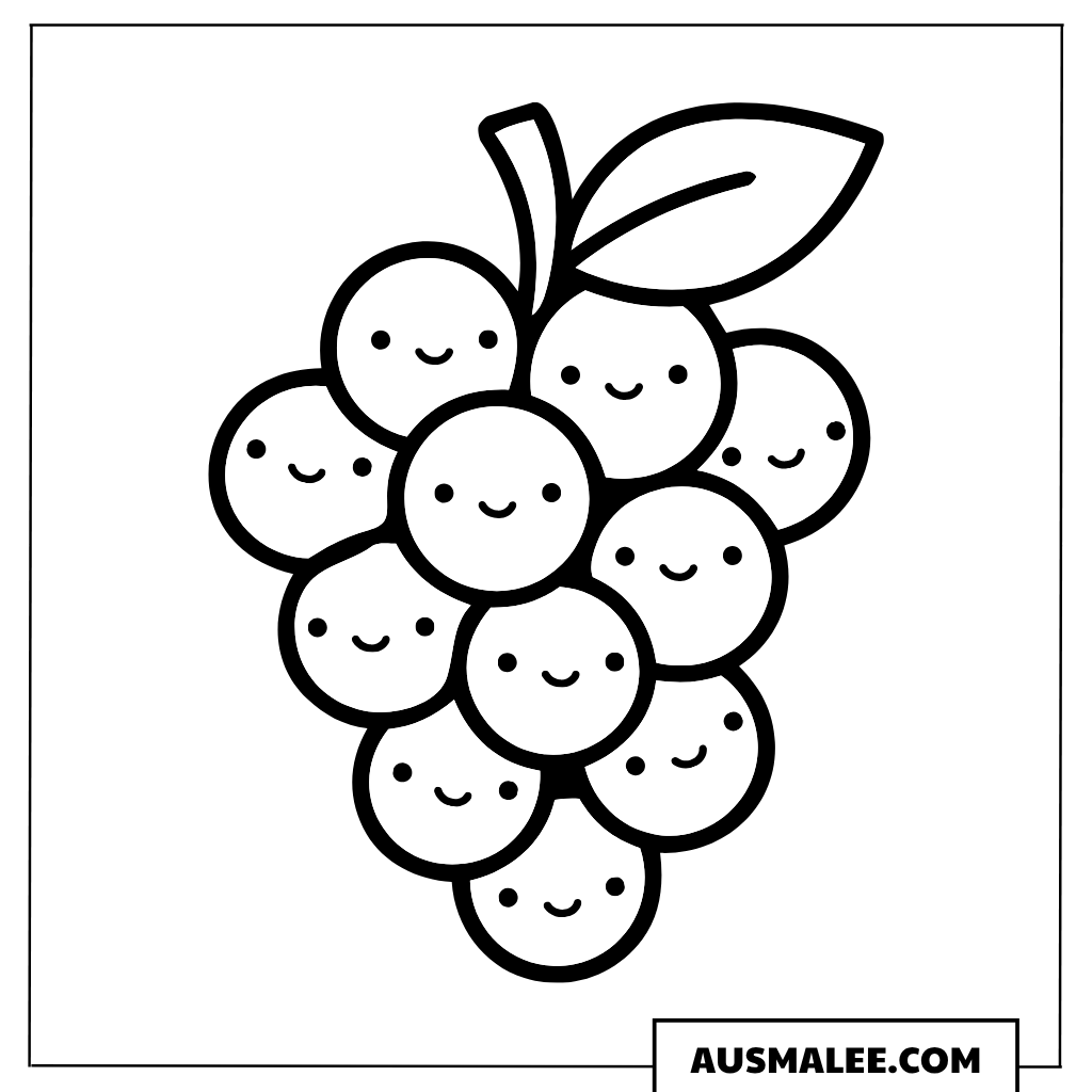Ausmalbild Kawaii-Trauben