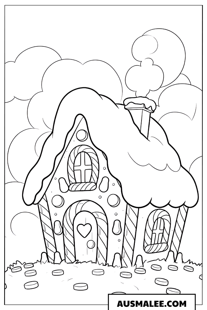 Ausmalbild Lebkuchenhaus