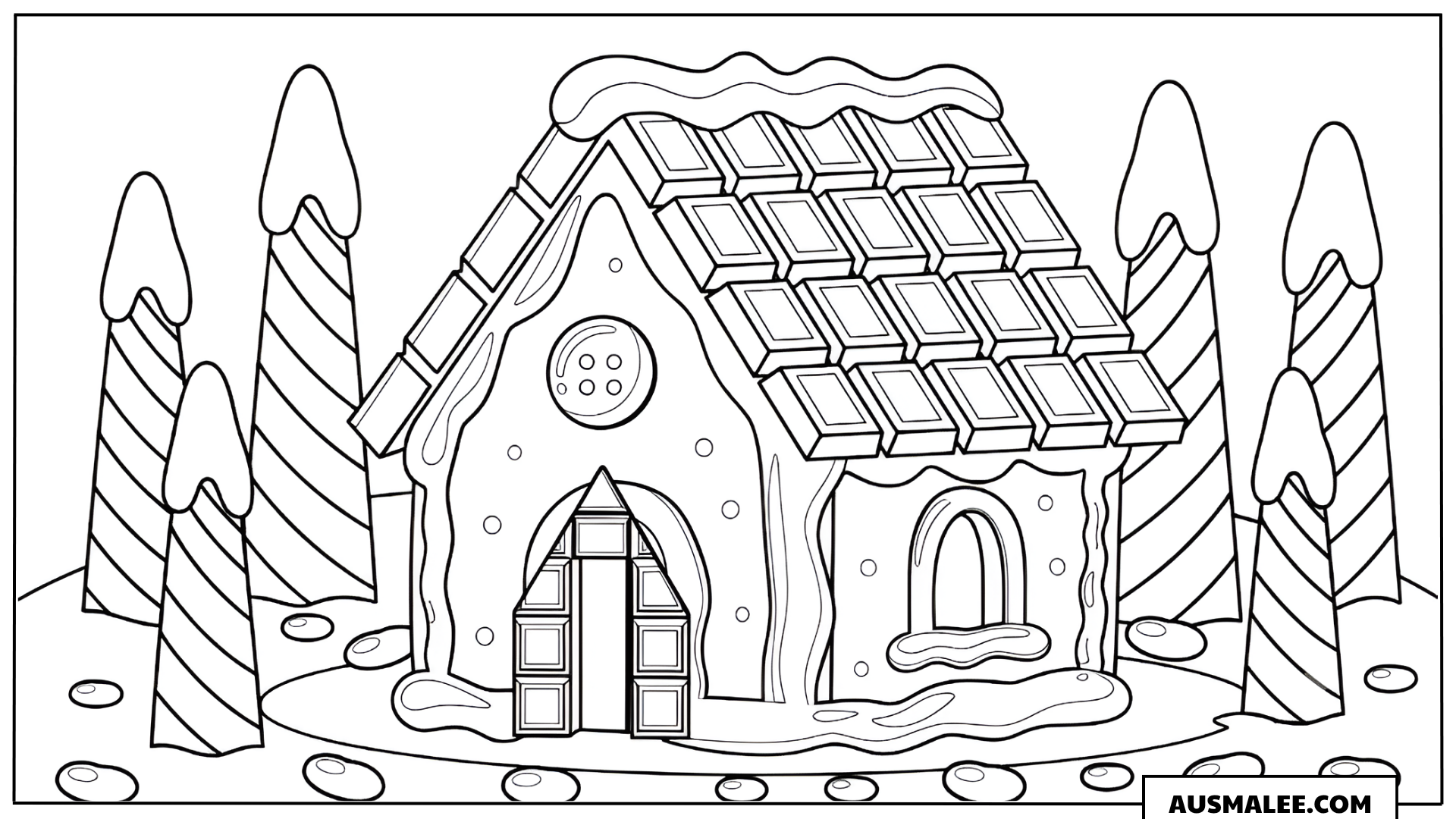 Ausmalbild Lebkuchenhaus