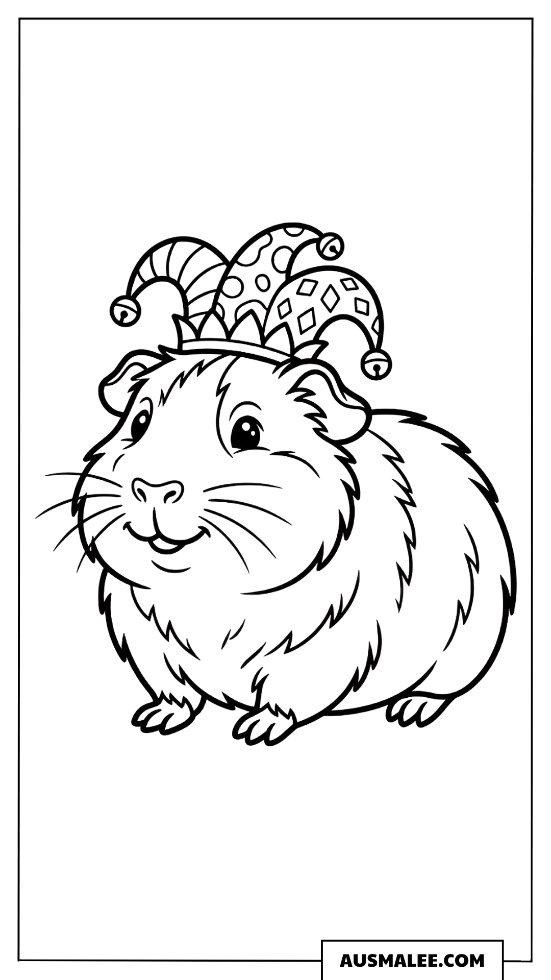 Ausmalbild Meerschweinchen als Clown