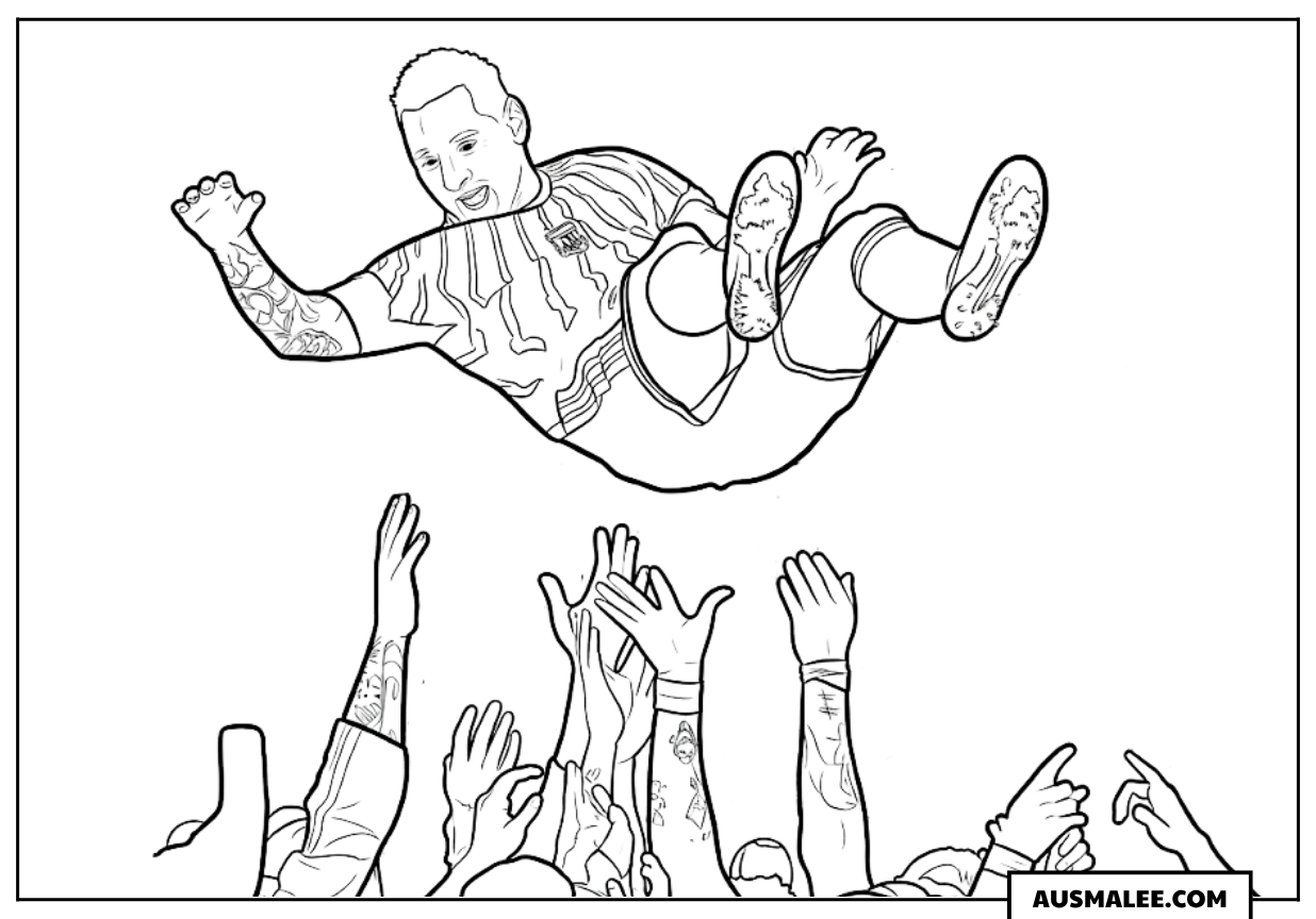Ausmalbild Messi feiert den Sieg
