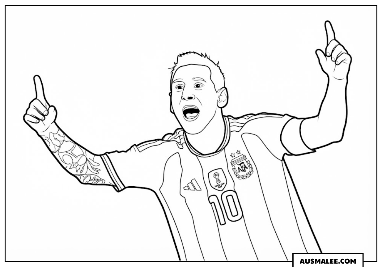 Ausmalbild Messi jubelt über sein Tor