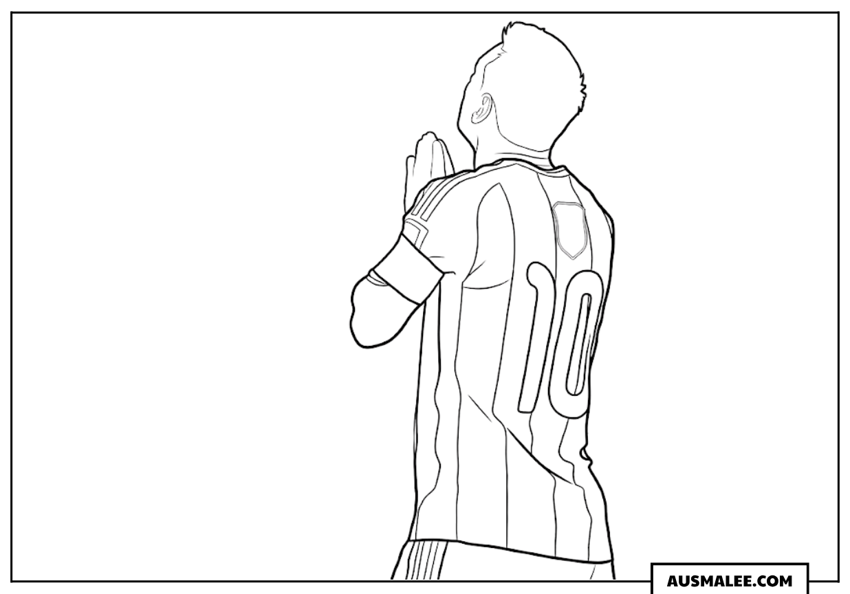 Ausmalbild Messi nach verschossenem Elfmeter