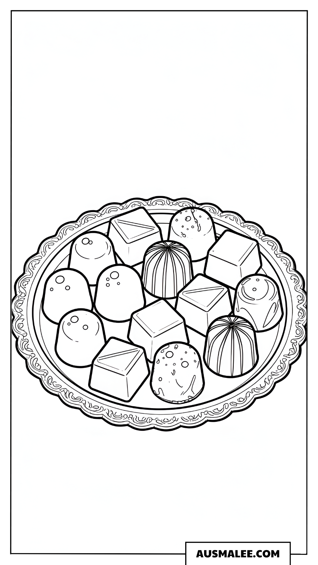 Ausmalbild Pralinen-Teller