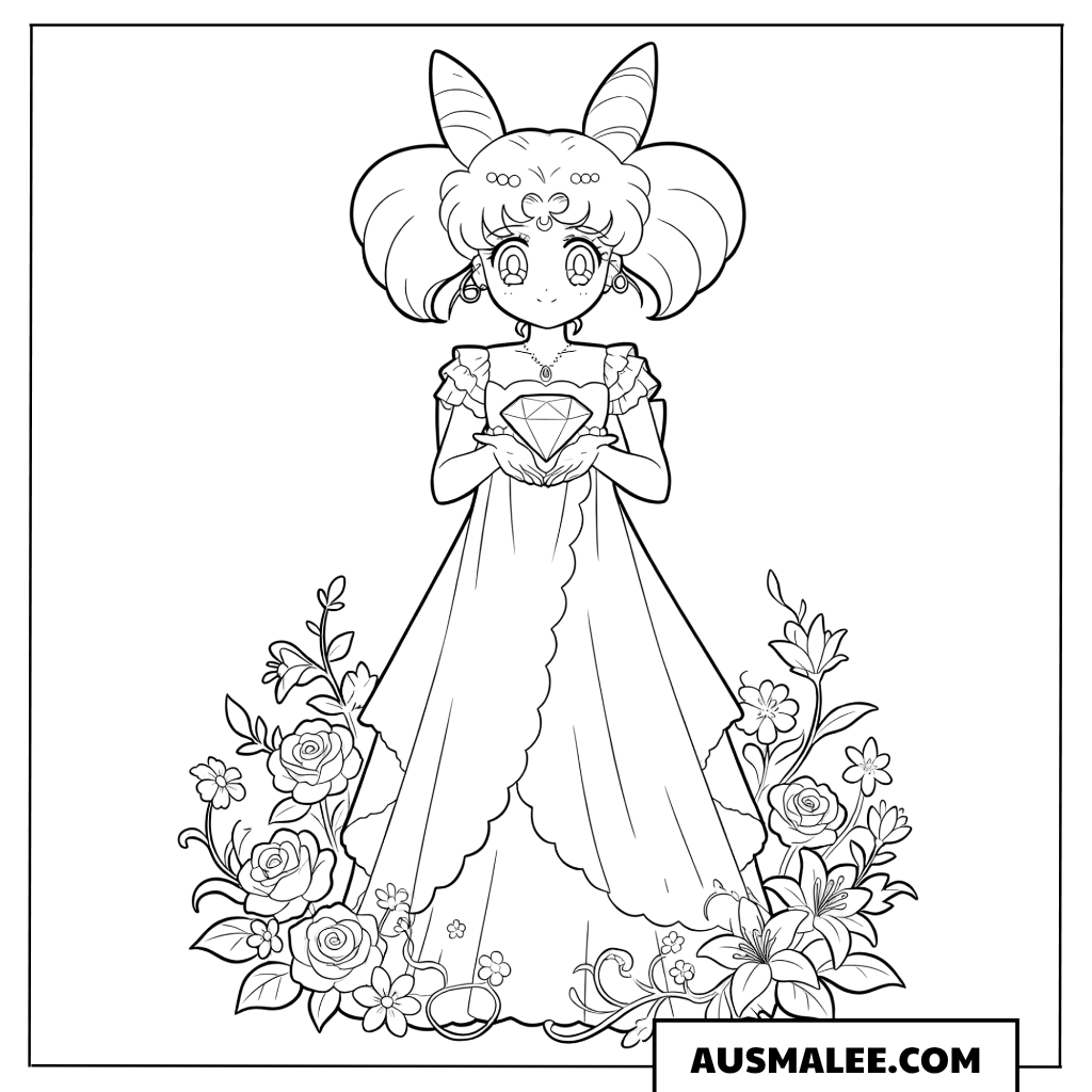 Ausmalbild Prinzessin Small Lady mit Rosen