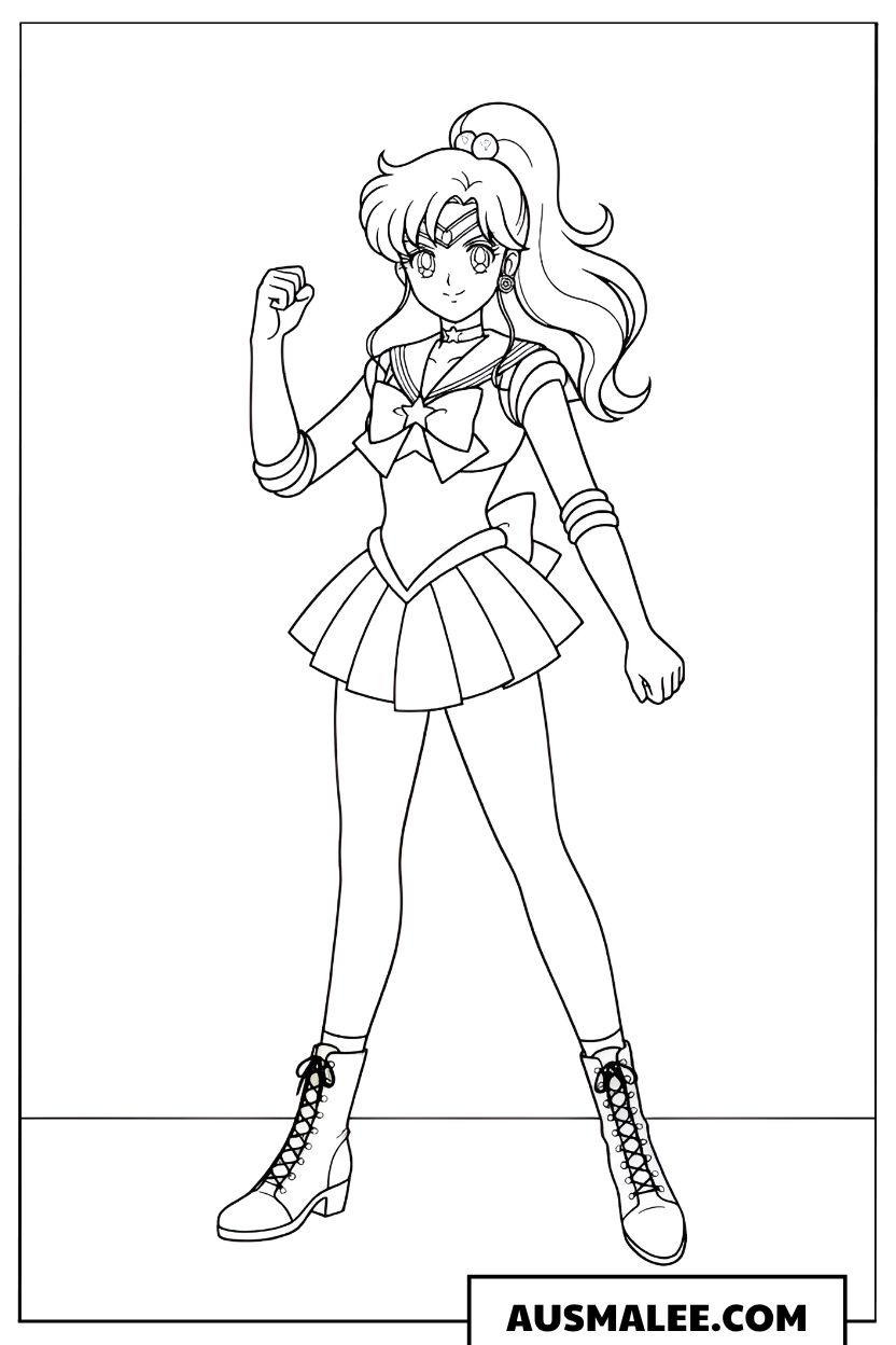 Ausmalbild Sailor Jupiter in sportlicher Pose