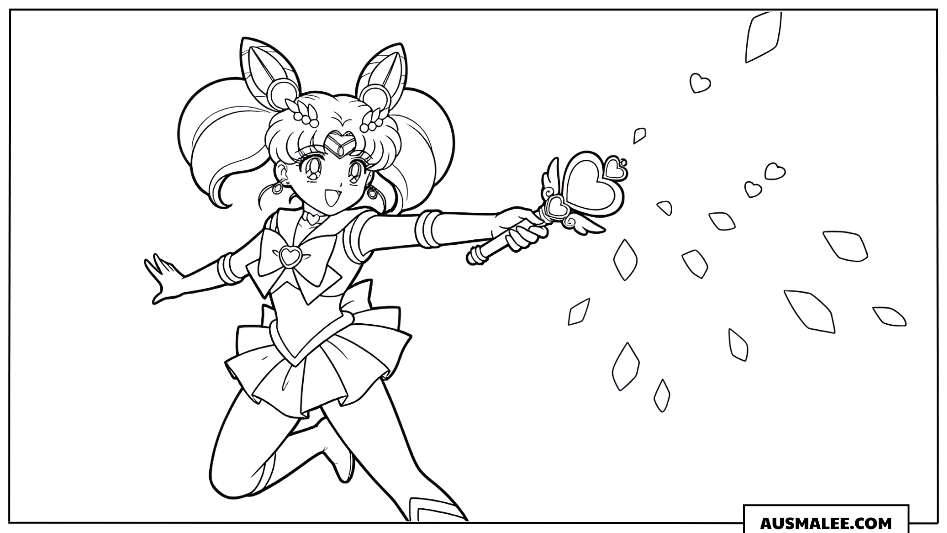 Ausmalbild Sailor Moon mit Herz-Angriff