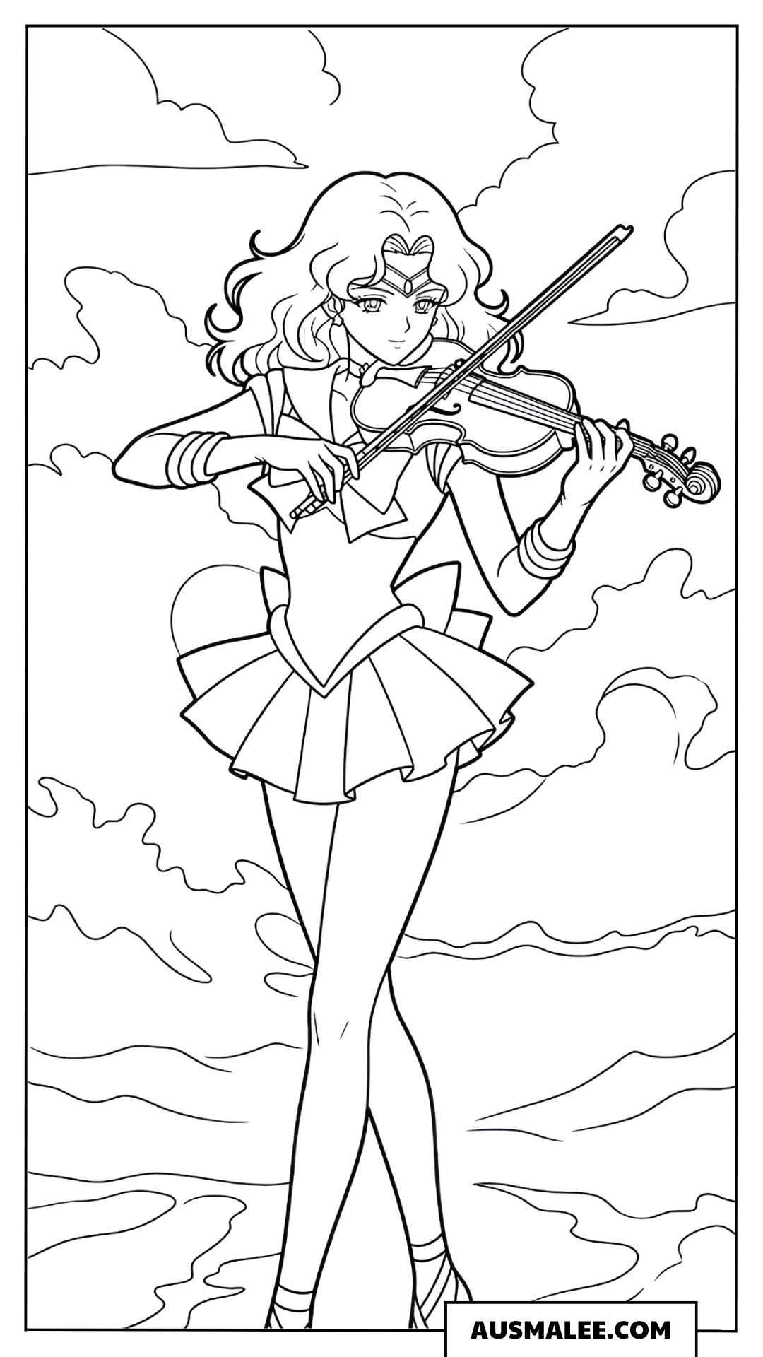 Ausmalbild Sailor Moon spielt Violine