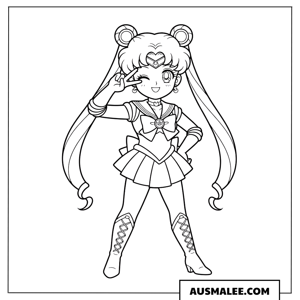 Ausmalbild Sailor Moon süß im Stehen
