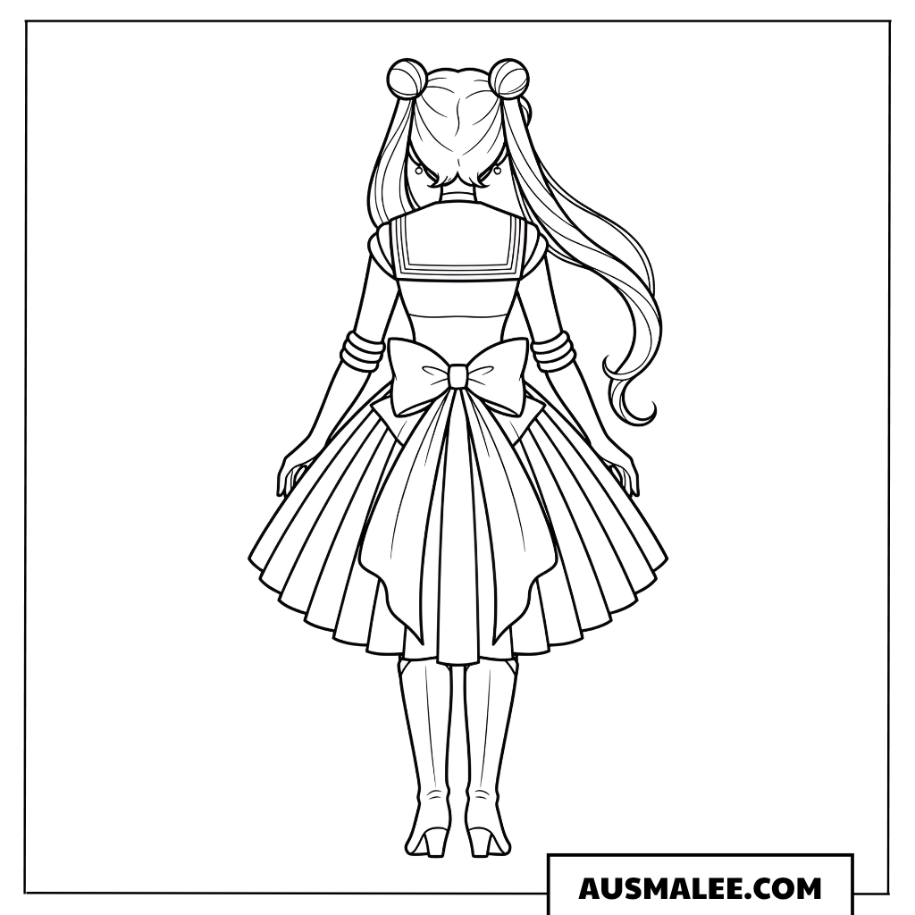 Ausmalbild Sailor Moon von hinten
