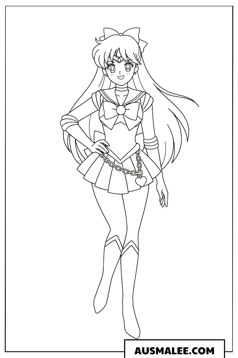 Ausmalbild Sailor Venus in eleganter Pose