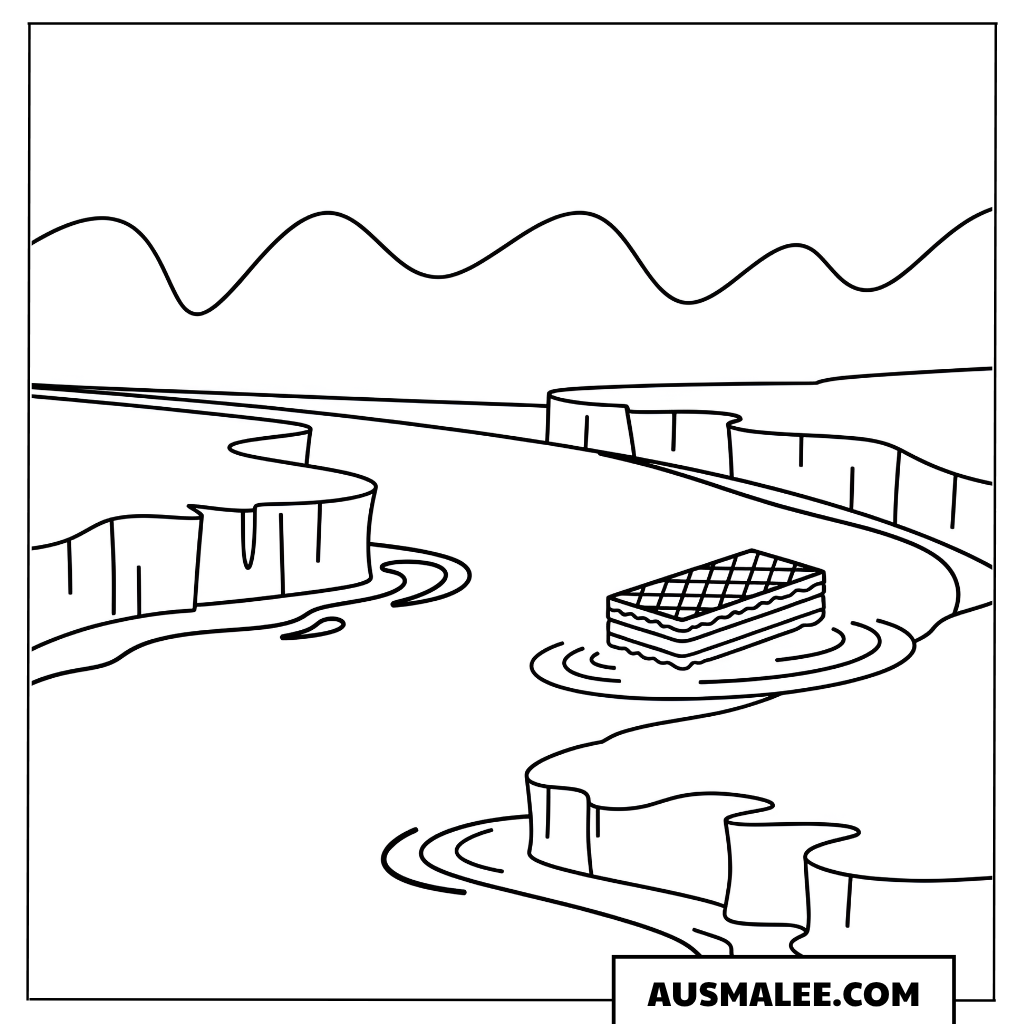 Ausmalbild Schokoladen-Fluss
