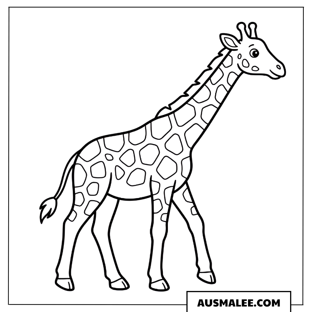 Ausmalbild Stehende Giraffe