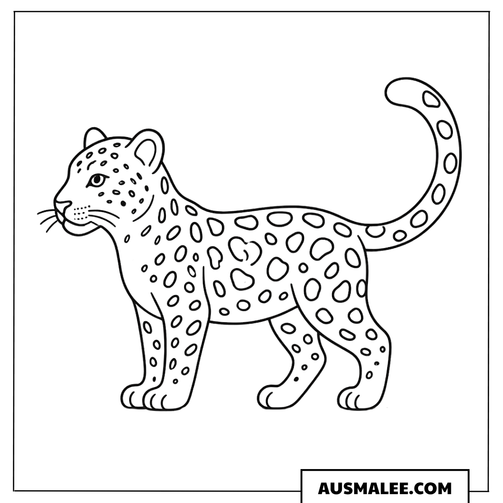 Ausmalbild Stehender Leopard