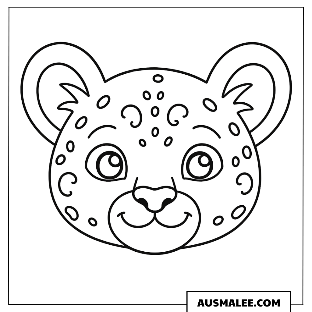 Ausmalbild Süßes Leopard-Gesicht
