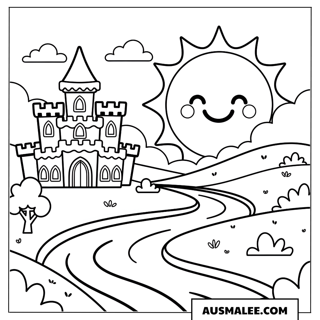 Ausmalbild Süßigkeiten-Schloss