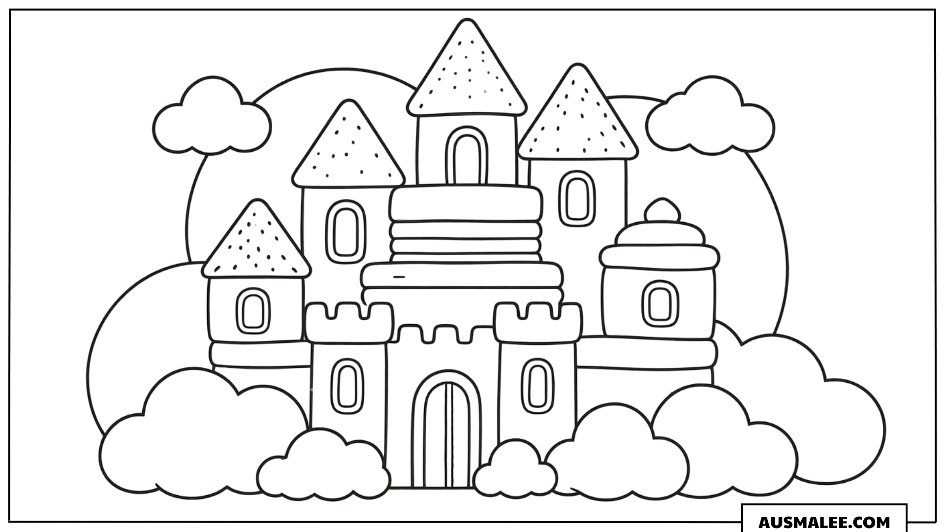 Ausmalbild Süßigkeiten-Schloss