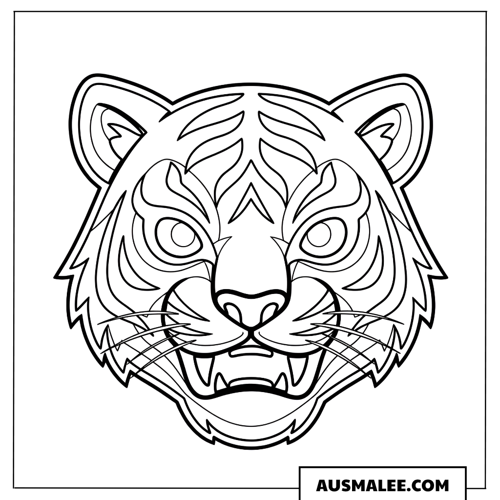 Ausmalbild Tigermaske